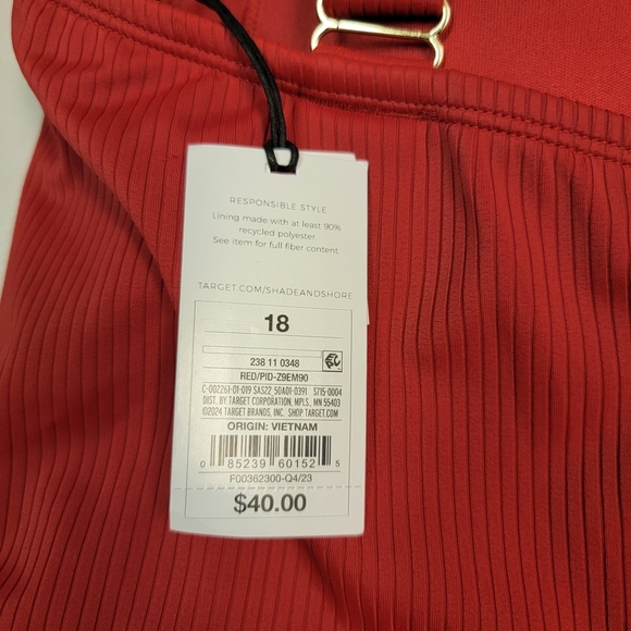 Shade And Shore Off The Shoulder Asymmetrical Red One Piece Size 18 - Picture 3 of 7